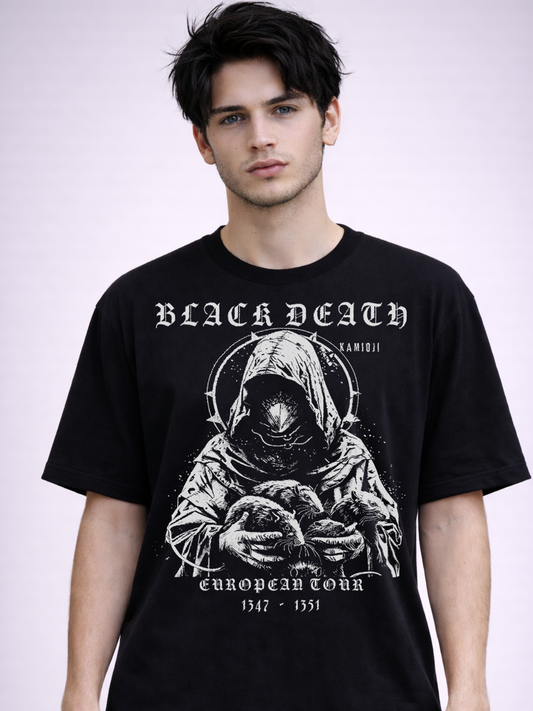 Unisex gothic t shirt inspired by medieval plague imagery and dark European history.