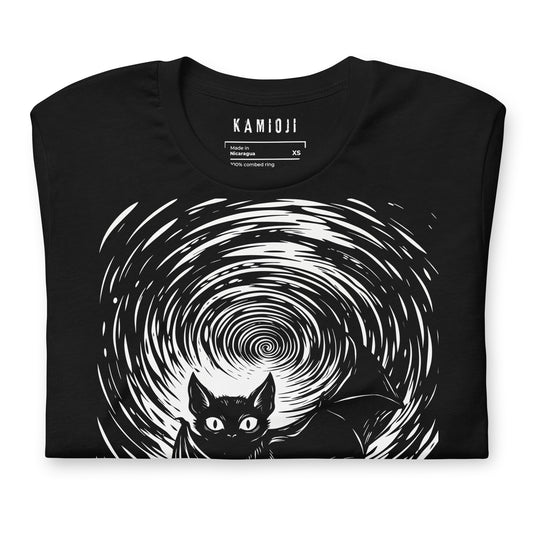 witchy bat shirt featuring dark spiral illustration and occult inspired artwork
