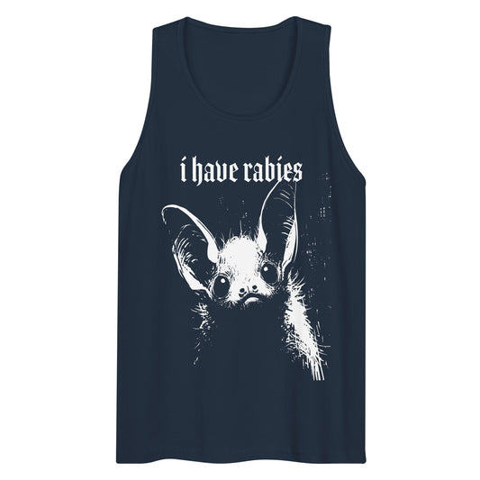 Horror inspired sleeveless shirt featuring a wide eyed bat graphic and gothic lettering.