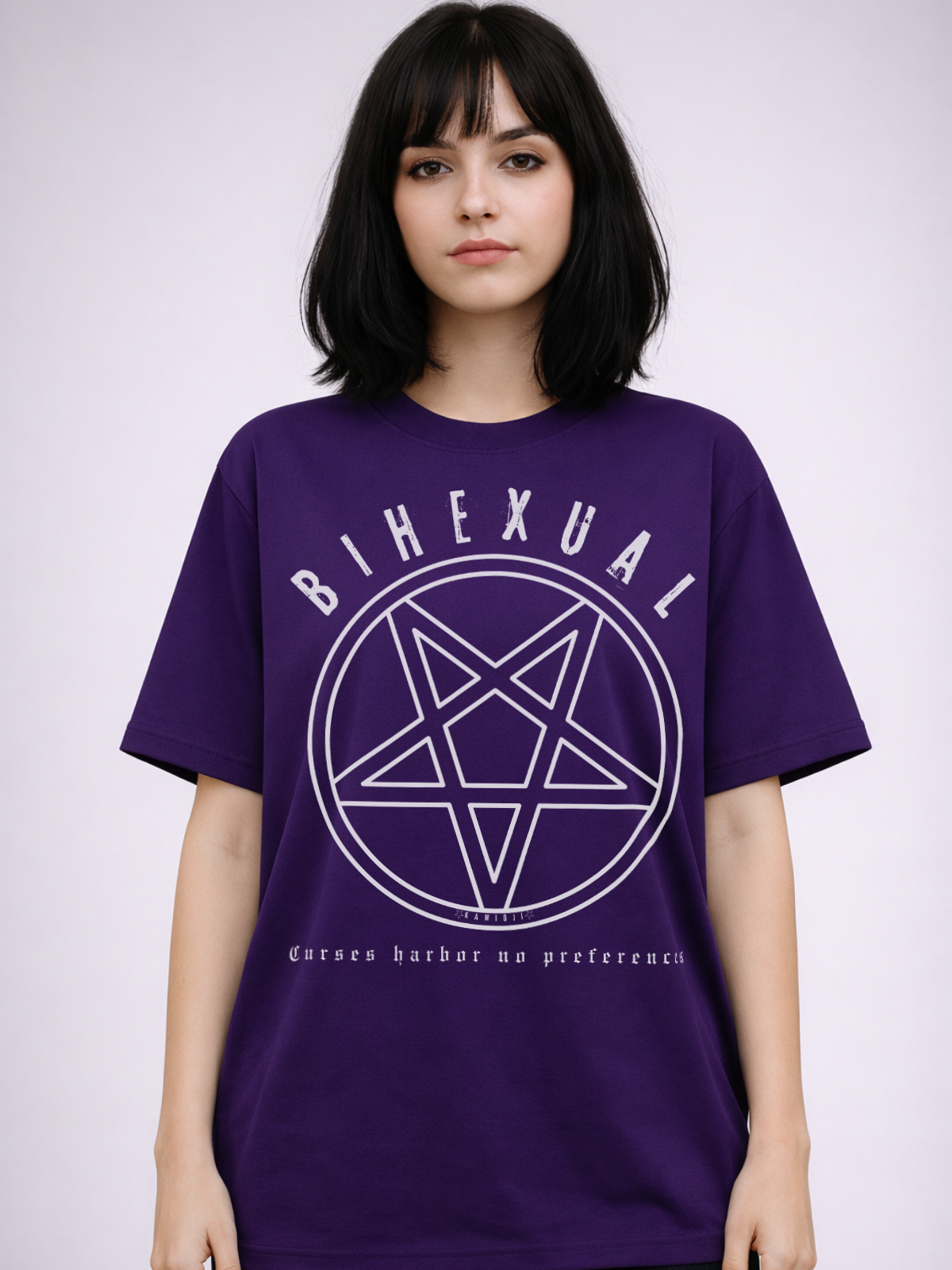 Occult inspired graphic t shirt using clean linework and symbolic typography.