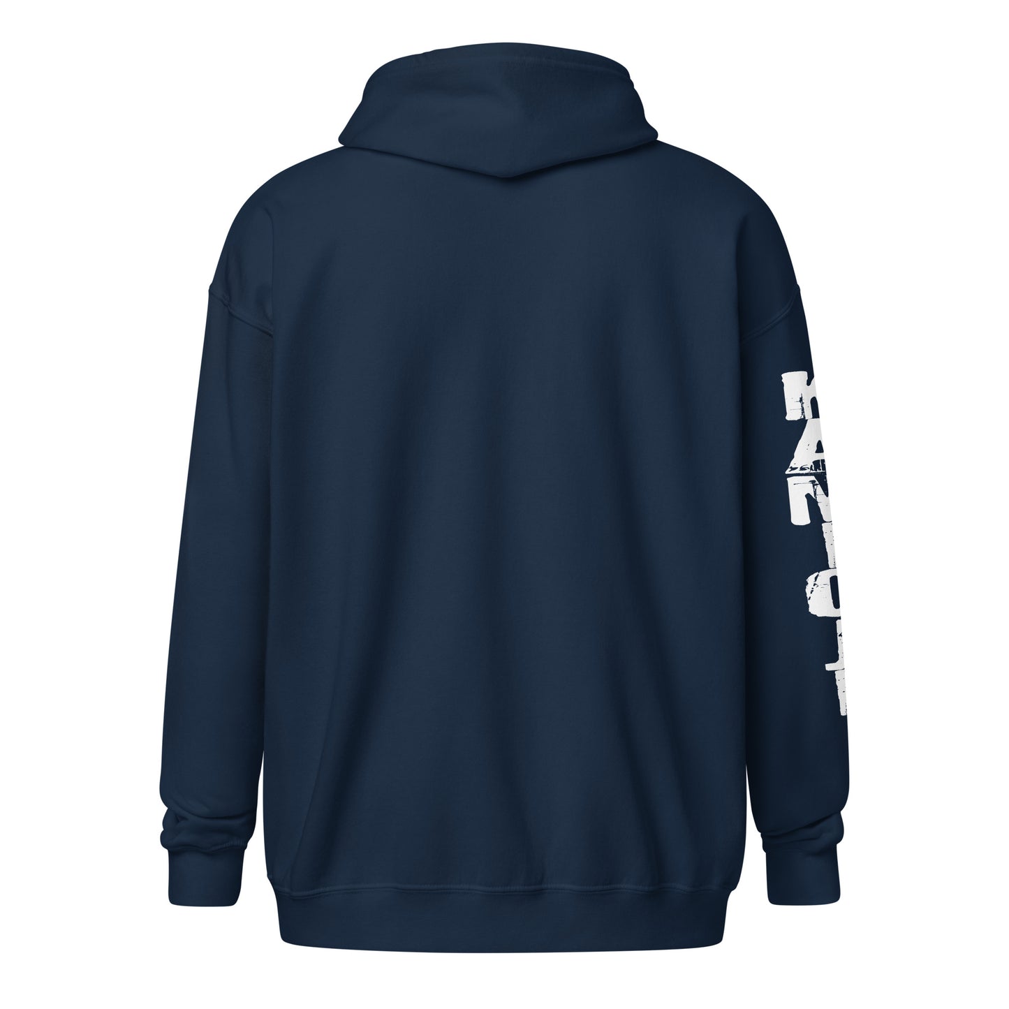 Horror folklore zip hoodie showcasing a group of famous cryptids including Bigfoot, Nessie, Mothman, and Jersey Devil. | Colour: Navy