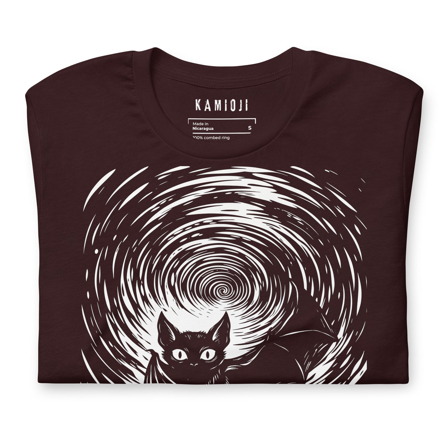 alternative streetwear tee with bat illustration and swirling abstract background
