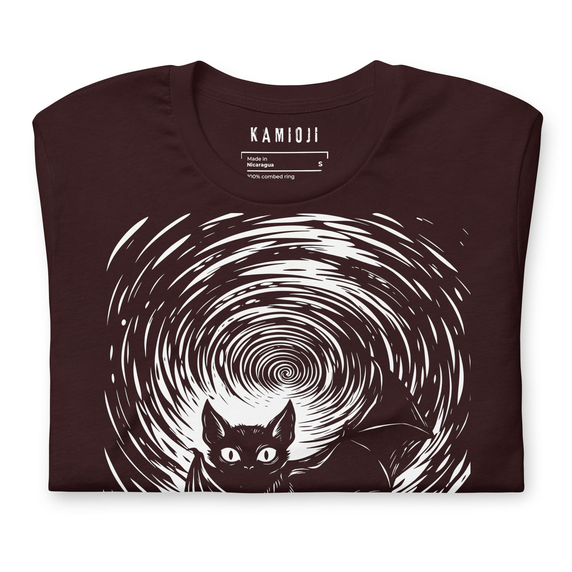 alternative streetwear tee with bat illustration and swirling abstract background