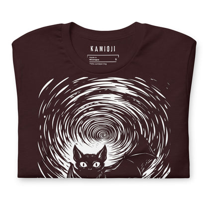 alternative streetwear tee with bat illustration and swirling abstract background