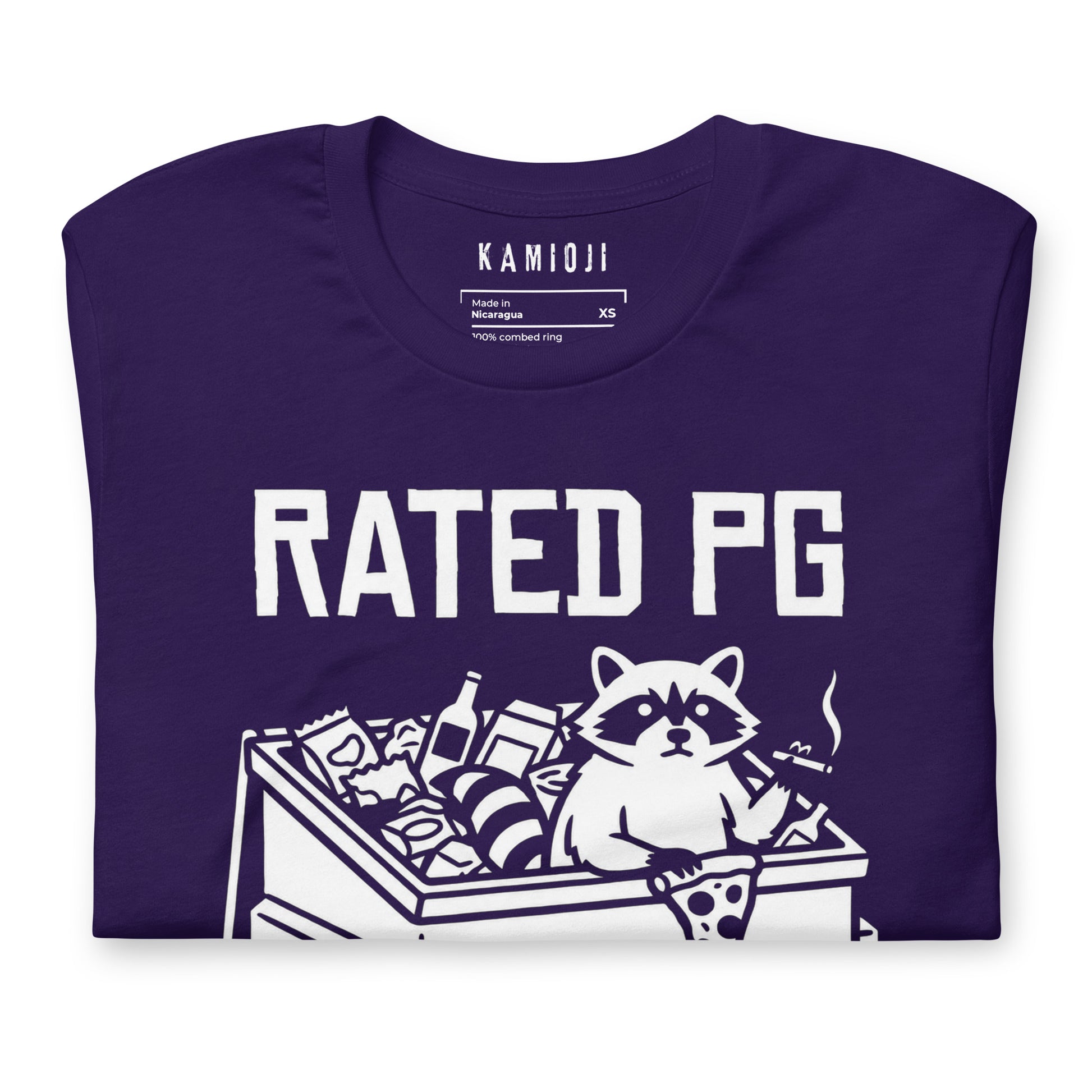 Funny dumpster raccoon t shirt inspired by meme culture and chaotic trash panda humor