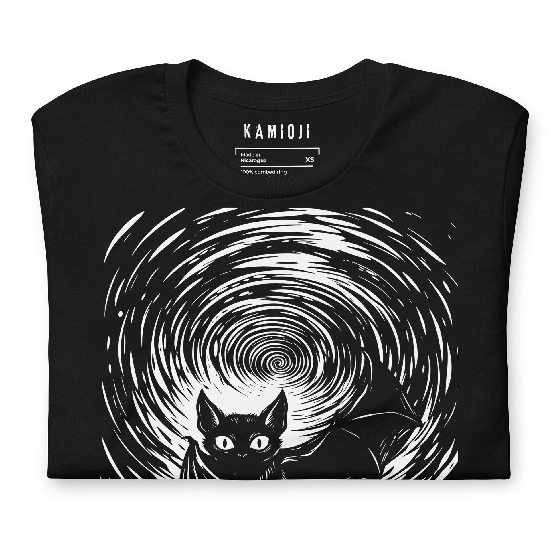 witchy bat shirt featuring dark spiral illustration and occult inspired artwork