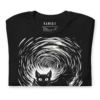 witchy bat shirt featuring dark spiral illustration and occult inspired artwork