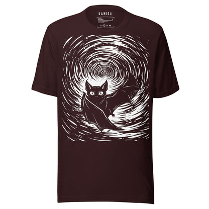 gothic bat t shirt with eerie bat design and high contrast fantasy style linework