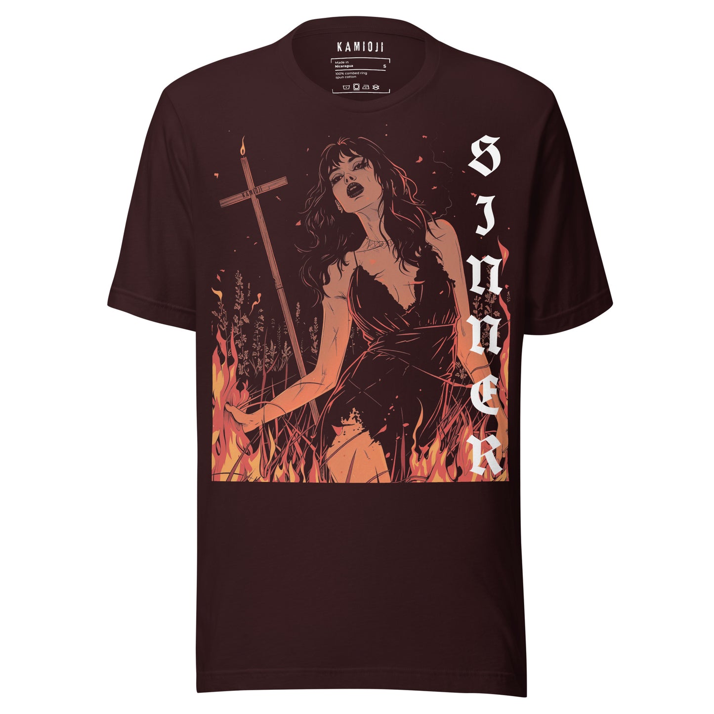 Alternative graphic t shirt inspired by Lilith mythology and gothic occult themes.