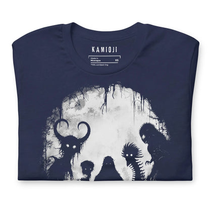 Alternative navy gothic tee with legendary cryptids illustrated in bold graphic design | Colour: Navy