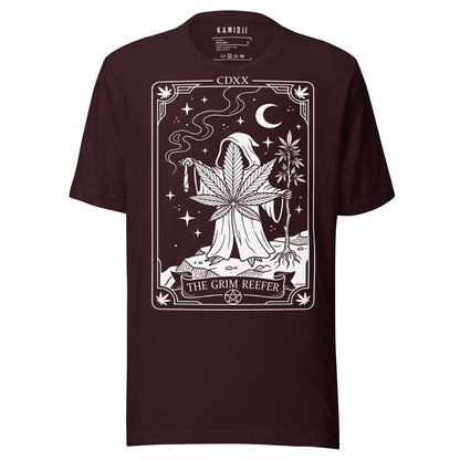 weed themed grim reaper illustration and crescent moon stars